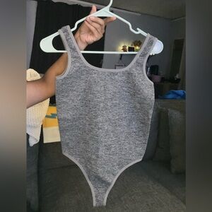 Gray Ribbed bodysuit